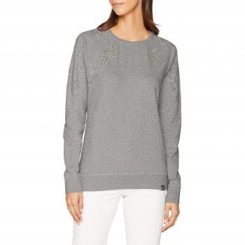 Superdry Adelaide Broderie Crew, suéter para Mujer, Gris
