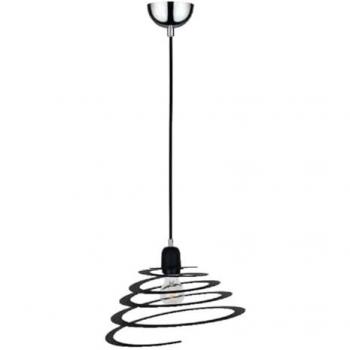 Lámpara de Suspensión Komet, Metal Negro y Cromo, Dimensiones 34,5x34,5x120 cm