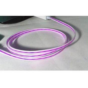 Cable de datos y carga USB con el chorro de LED luz Past para iPhone, color morado