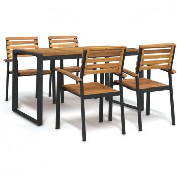 5 Piece Acacia Wood and Metal Garden Dining Set