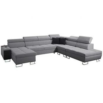Sofá Rinconero Sarasota 135 con Función de Descanso, Caja de Ropa de Cama, Medidas 360x298x84cm, Color Gris