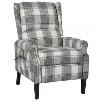 Sillón de Masaje Reclinable en Tela Blanca y Gris