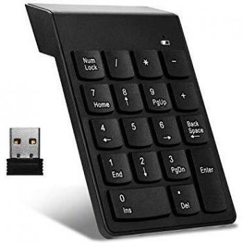 Teclado numérico inalámbrico Teclado numérico portátil de 18 Teclas con Mini Receptor USB 2.4G para computadora portátil, computadora de Escritorio, Surface Pro, PC - Negro