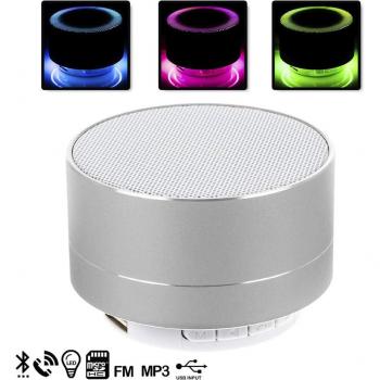 Altavoz bluetooth metálico con manos libres y luz led