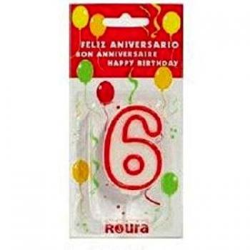 Vela CumpleaÑos Blanco Roja N6 6cm =408820=