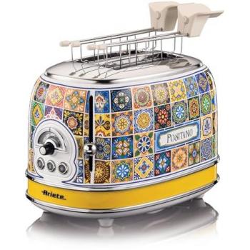 Tostadora Ariete Positano 155, 810W, 2 rebanadas, 6 niveles de tostado, bandeja recogemigas, función descongelación, expulsión automática
