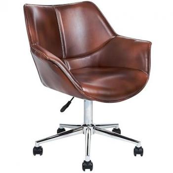 Silla de oficina giratoria elegante de piel sintética marrón oscuro, altura ajustable Newdale