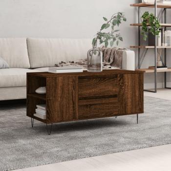 Mesa de centro de madera de ingeniería 102x44,5x50 cm en color blanco y negro brillante, ideal para salón o comedor, también como mesa auxiliar o de café