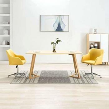 Swivel Dining Chairs Set of 2 Yellow Fabric