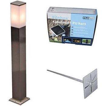 Baliza de acero 80cm IP44 con estaca y kit de conexión subterránea - MALIOS P80