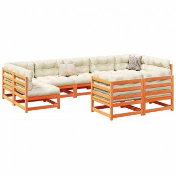 vidaXL 9 Piece Garden Sofa Set Wax Brown Solid Wood Pine