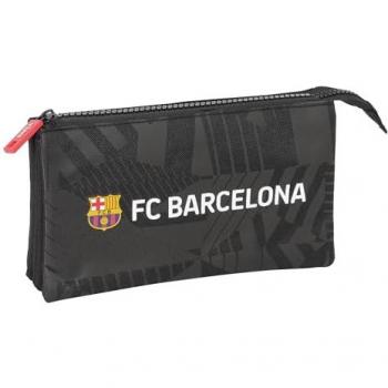 Portatodo Triple F.C. Barcelona Black, Estuche Infantil, 22 x 12 x 3 cm, Color Negro, Ideal para Niños en Edad Escolar, Cómodo y Versátil, Calidad y Resistencia
