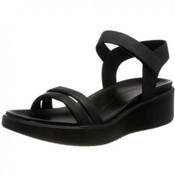 Sandalias de Mujer ECCO Flowt Wedge LX de Cuero con Tacón Cuña - Negro