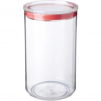 Tatay Bote de Cocina, 2L de Capacidad, Hermético, Libre de BPA, Apto Lavavajillas, Transparente - Rojo. Medidas 12.5 x 12.5 x 22 cm
