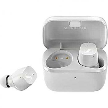 Sennheiser CX True Wireless Auriculares, Bluetooth para música y llamadas con cancelación de ruido pasiva, control táctil personalizable, acentuación de graves, IPX4 y 27 horas de batería, blanco