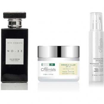 SKINCHEMISTS KSC1130 SC NO 33. EAU DE PARFUM + Crema de Día SPF 30 + GEL BLANQUEADOR DE DIENTES EXTREMO AVANZADO
