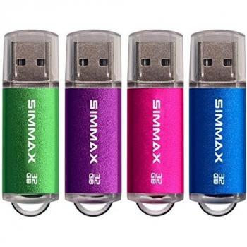 Memorias USB 4 Piezas 32GB USB 2.0 Stick Flash Drive Pendrives Almacenamiento Datos por SIMMAX