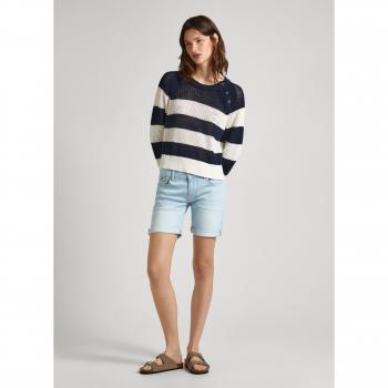 Pepe Jeans - Short vaquero de mujer Slim azul con dobladillo en bajo Mw Fit