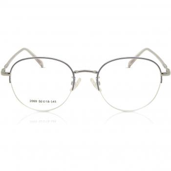 Gafas Recetadas Oval Semi Rimless Metálico Plateadas Anti-Azules para Hombre - SmartBuy Collection
