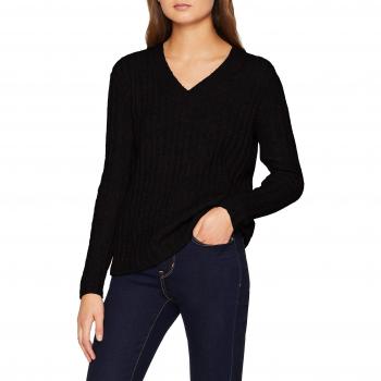 PIECES Pcsanni LS Wool V-Neck Knit, suéter para Mujer, Negro Black, 40