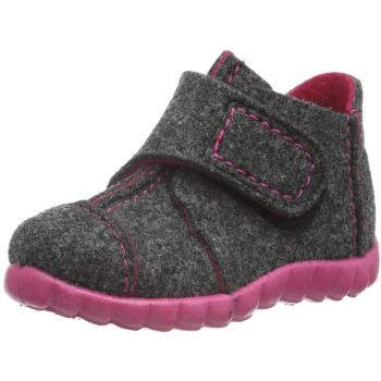 Superfit Happy Wollfilz, Zapatillas de Estar por casa, Gris Schwarz Kombi 02, 24 EU