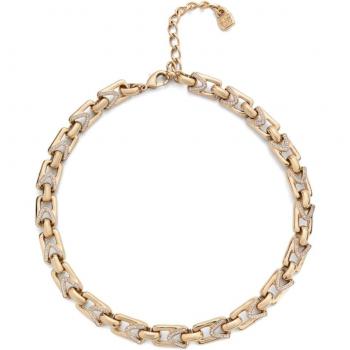Brave Topaz Gold-Plated Necklace by UNOde50 - 18K Gold Plated with Small Rectangular Links and Interior Topaz