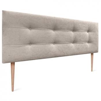 Cabecero Acolchado Capitone Tapizado en Polipiel y Tela Acualine 8cm Grosor Beige 160x115cm