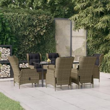 7-Piece Brown Poly Rattan Garden Dining Set