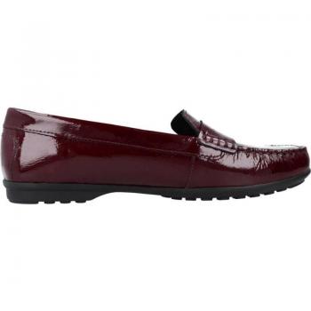 Mocasines de Mujer Geox D Elidia Burdeos, piel suave, suela antideslizante, diseño elegante y cómodo, plantilla acolchada