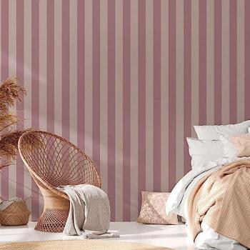 Papel Pintado No Tejido Natural Living Rayas Matt Ecológico Escandinavo 10,05 m x 0,53 m Violeta y Gris