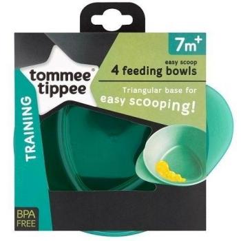 Tommee Tippee Easi Scoop Baby Feeding Bowls with Triangular Base and Ergonomic Handle, Stackable, Pack of 4