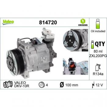 Compresor de aire acondicionado VALEO 814720, tipo: compresor, características: compatible con sistemas de aire acondicionado, alta eficiencia, diseño compacto, fácil instalación