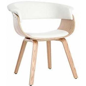 Silla nórdica Miliboo modelo Oktav en blanco y madera clara