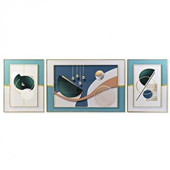 Juego de 3 Cuadros Moderno DKD Home Decor (240 x 3 x 80 cm) con Estructura de MDF y Aluminio Acabado Porcelánico