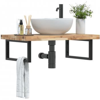 Estante de lavabo de pared acero y madera maciza de acacia Vidaxl Marrón