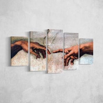 Impresión sobre Lienzo Creación de Adán, Poliéster Multicolor, 100x3x60 cm, Epikasa