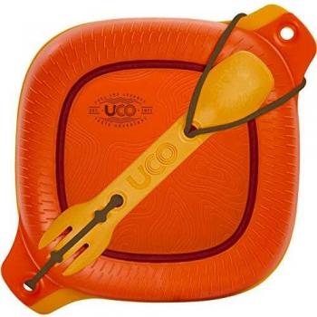 UCO - Juego de 4 Piezas para Acampada con Lazo Plano y 3 en 1 Spork Utensil Set, Retro Sunrise