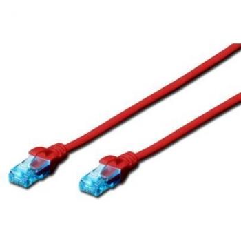Digitus - Cable de Red Cat5e, 0.5m, U/UTP Blindado, Cables CCA, Revestimiento PVC, Color Rojo