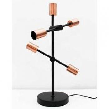 Lámpara de mesa Iron Lamp 5 portalámparas negro/bronce Ø18x59 cm