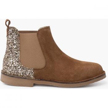 Botas de niña serraje con talonera glitter