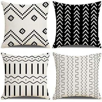LAXEUYO Funda de Cojín,algodón Lino Cojines para Sofa,Estilo Geométrico Fundas Cojines 45x45