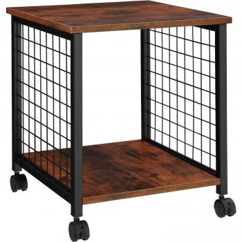 Mesa auxiliar Gary 40 x 40 x 48 cm - estilo industrial, bandeja inferior, tableros de aglomerado efecto madera con recubrimiento protector de melamina, estructura de acero con revestimiento en polvo y rejillas later