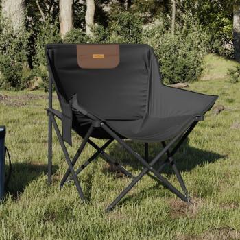 Sillas de camping con bolsillo plegable 2 piezas negro