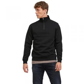 Jack & Jones Men's Bradley Half Zip Sweatshirt, Black, XS
