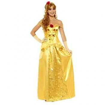Smiffy's Smiffys-45969L DisFRAaz de Princesa de Oro, Dorado, con Vestido Largo, Guantes y Diadema, Color, L-EU Tamaño 44-46 45969L