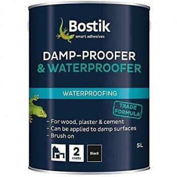 Bostik 30812207 Cementone Aquaprufe Damp Proofer & Waterproofer 5 Litre, Black