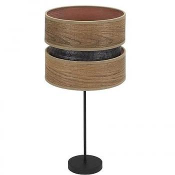 Lámpara de Sobremesa Alta Colet 1xE27 Negro y Madera Oscura 61x30x30 cm