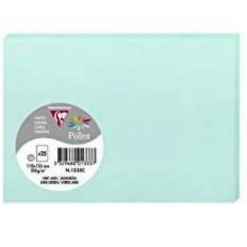 Clairefontaine 1333C - Paquete de 25 Tarjetas 110x155mm Pollen Verde Jade 210gr