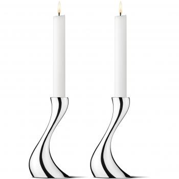 Georg Jensen – Cobra portavelas Espejo, Acero Inoxidable, Plata, 8,5 x 7,5 x 16 cm