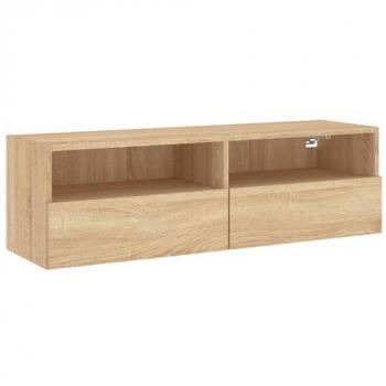 Mueble TV Multimedia Suspendido Roble Sonoma 100 x 30 x 30 cm con 2 Estantes